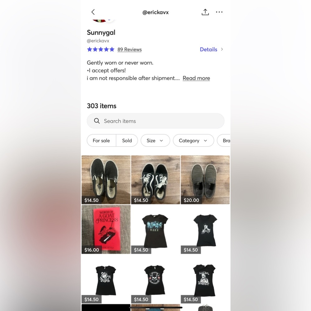 MERCARI @erickavx “SUNNYGAL”